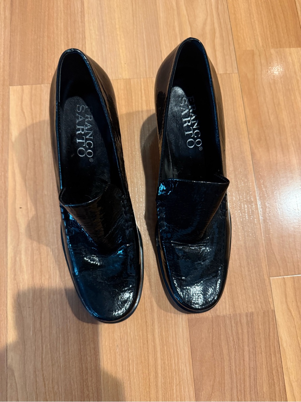 Franco Sarto Black Patent Slip-On Loafers